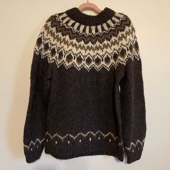Vintage | Brown/White Stobi Nordic Handknit Wool Sweater XL - Picture 2 of 6